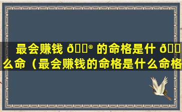 最会赚钱 💮 的命格是什 🐴 么命（最会赚钱的命格是什么命格呢）